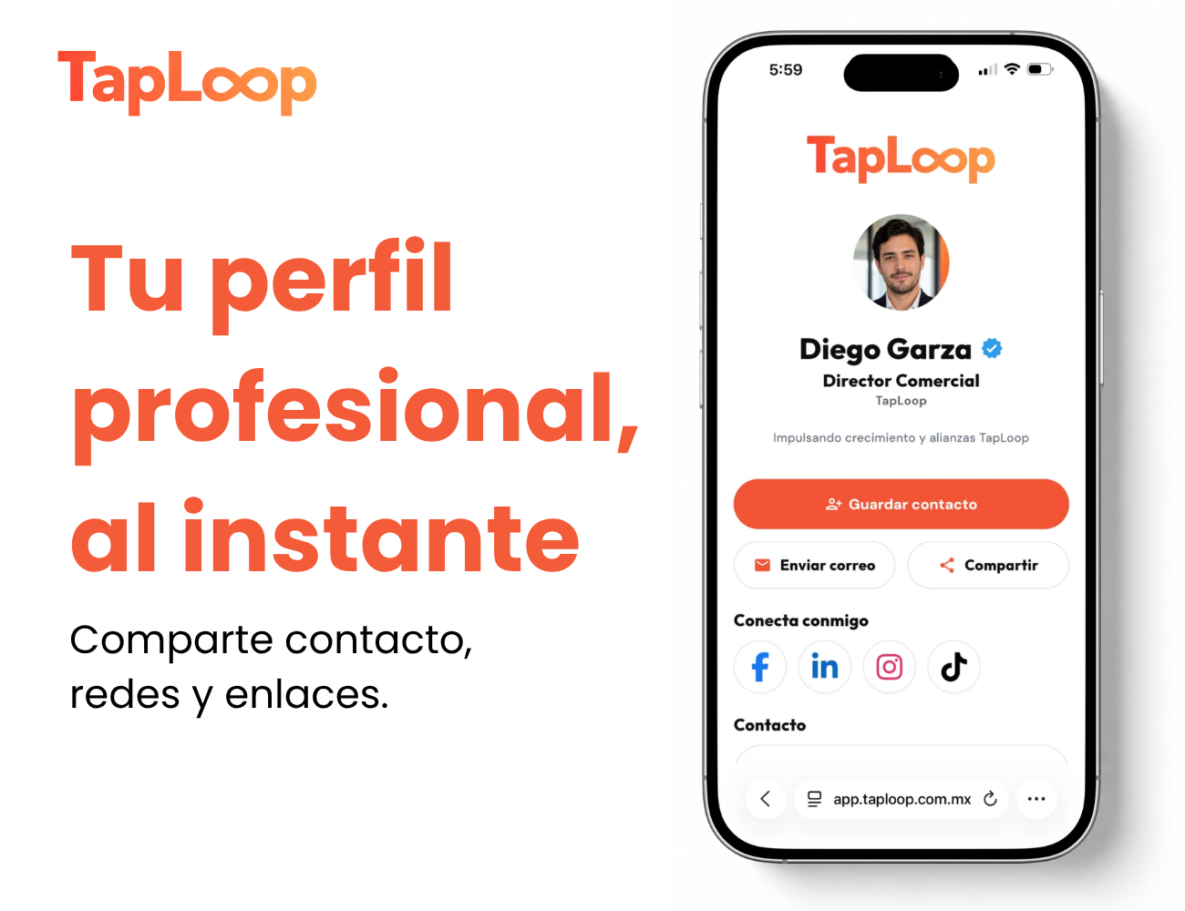 Tarjeta de presentación digital TapLoop PVC — vista 3