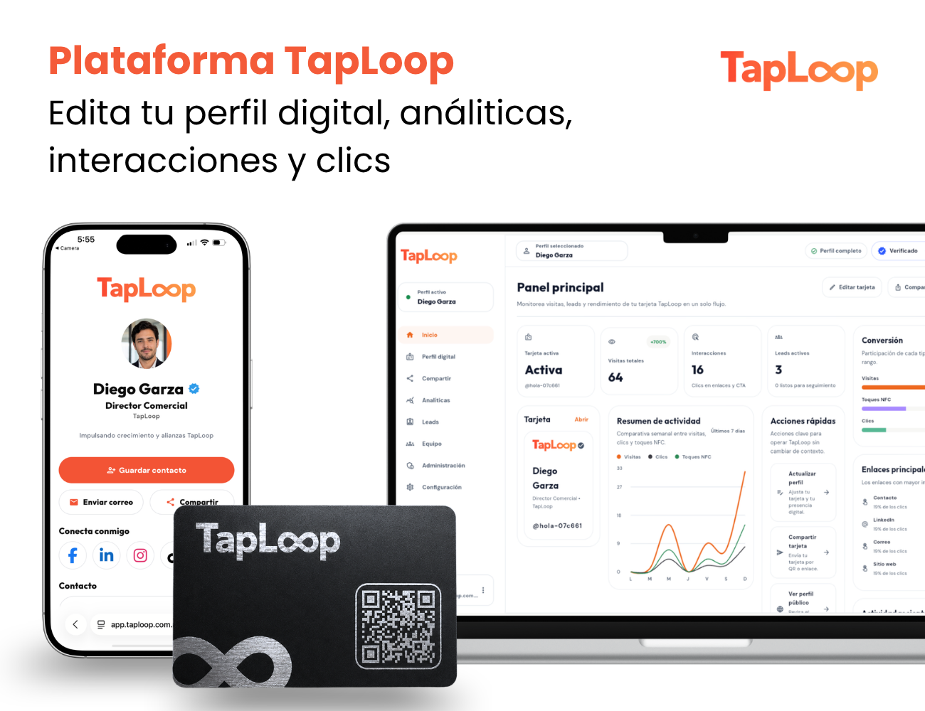 Tarjeta de presentación digital TapLoop metálica — vista 5