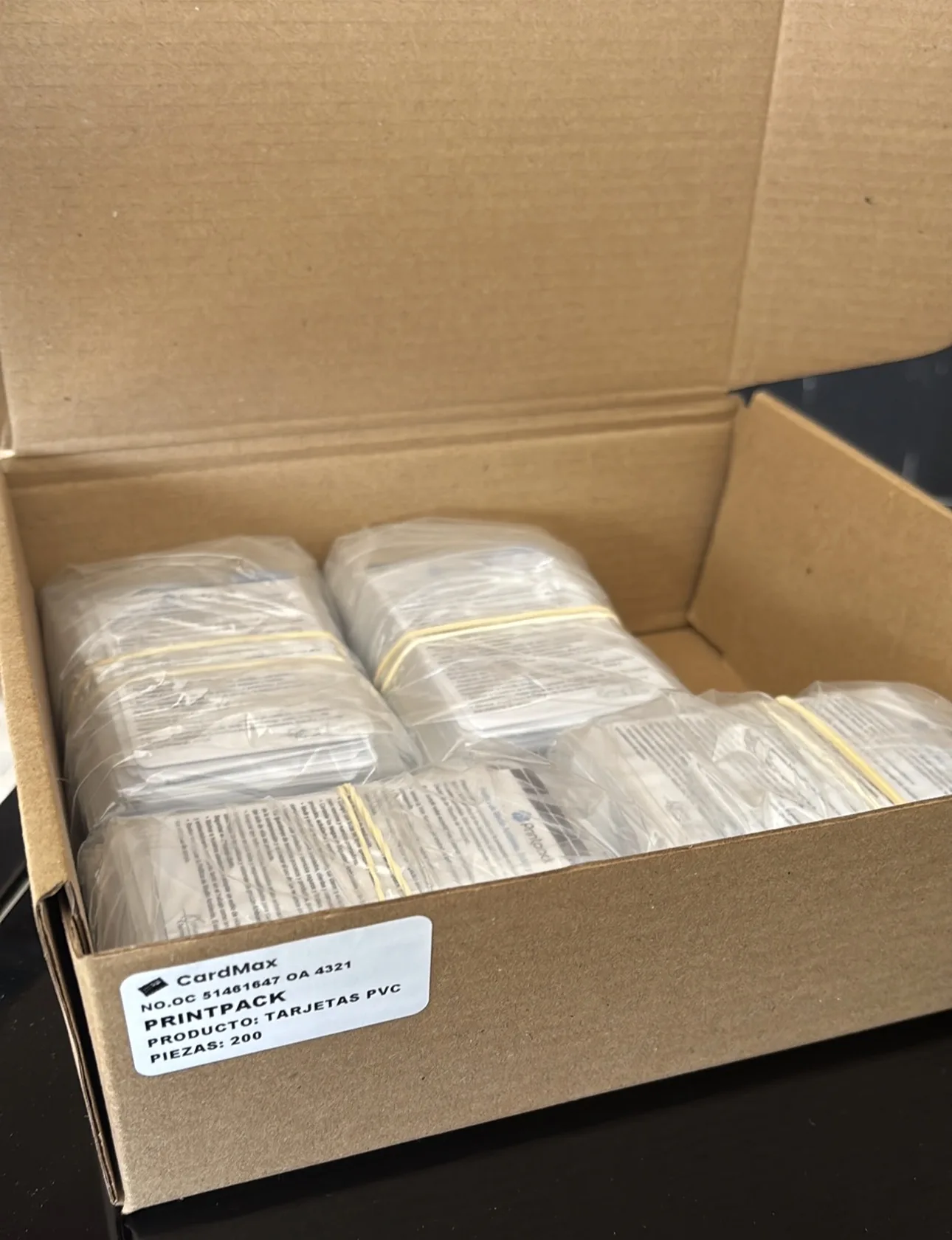 Pedido de 200 tarjetas PVC PrintPack